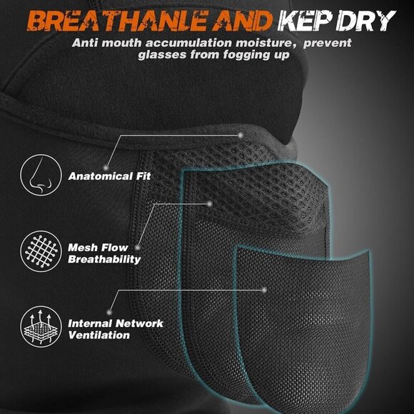 Breathable Warm Face Mask for unisex Face Cover for Cold - Picture 3 of 8